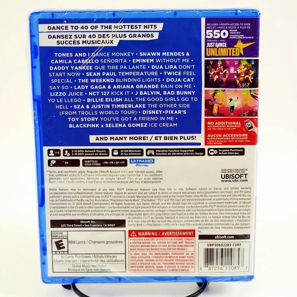 Just Dance 2021 Sony PlayStation 5 PS5 40 Songs Eilish, Gaga, Lizzo, Doja SEALED